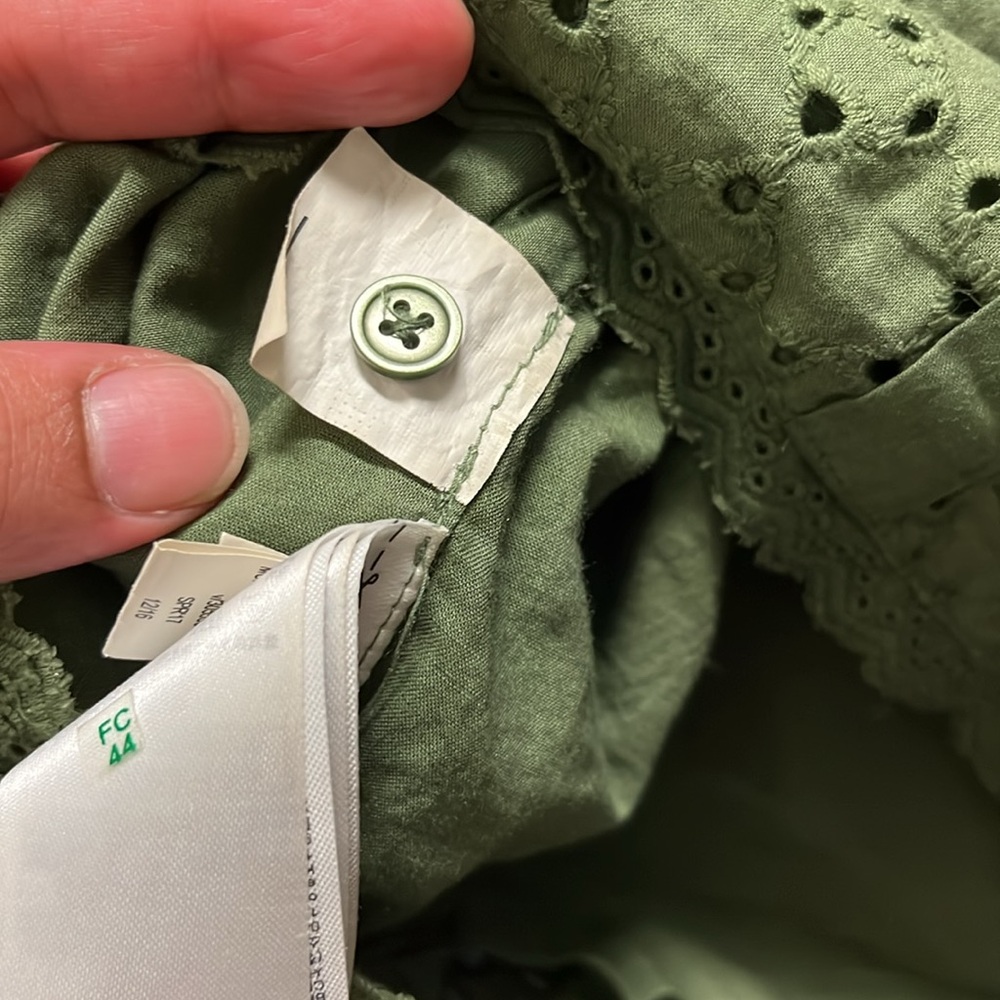 Gap Women's Size Small Green Eyelet Shift Pattern Dress With Pockets - Picture 11 of 12